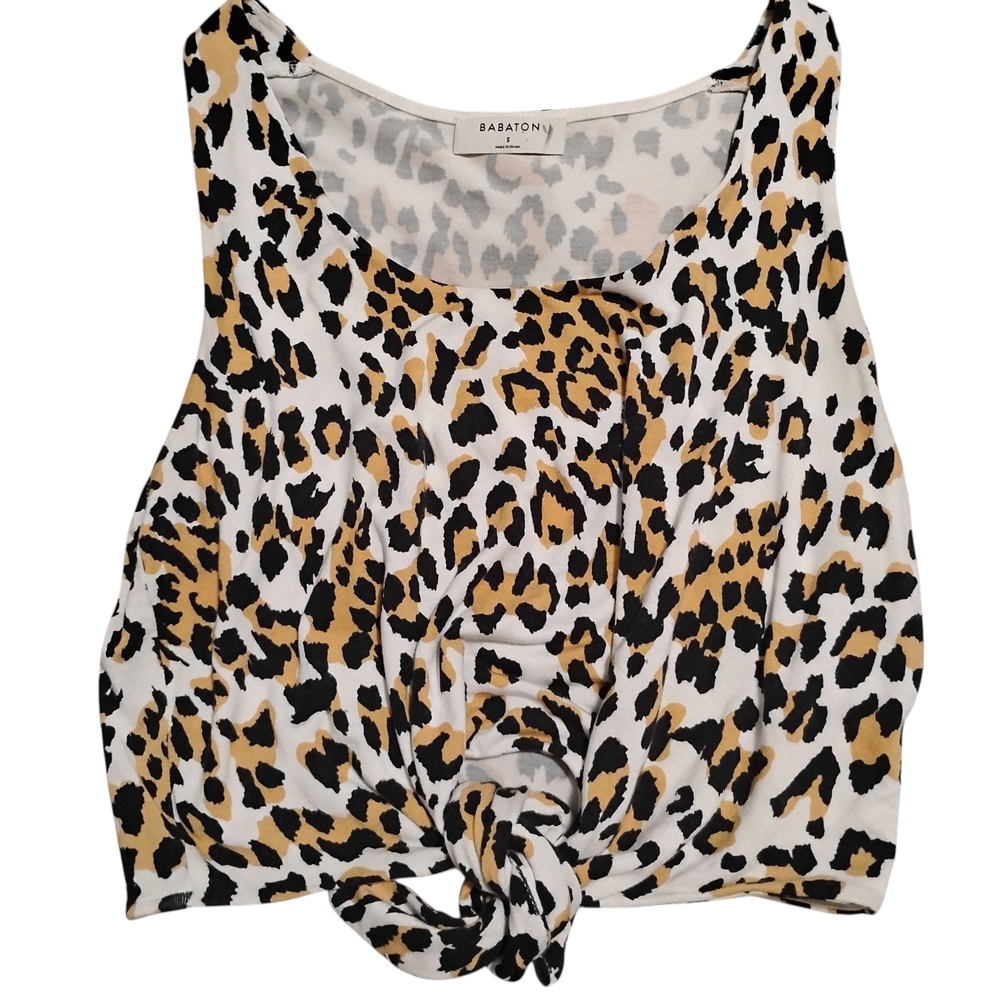 Aritzia Babaton | Jeronimo Animal Print Cropped Tie Front Tank Top | Size Small
